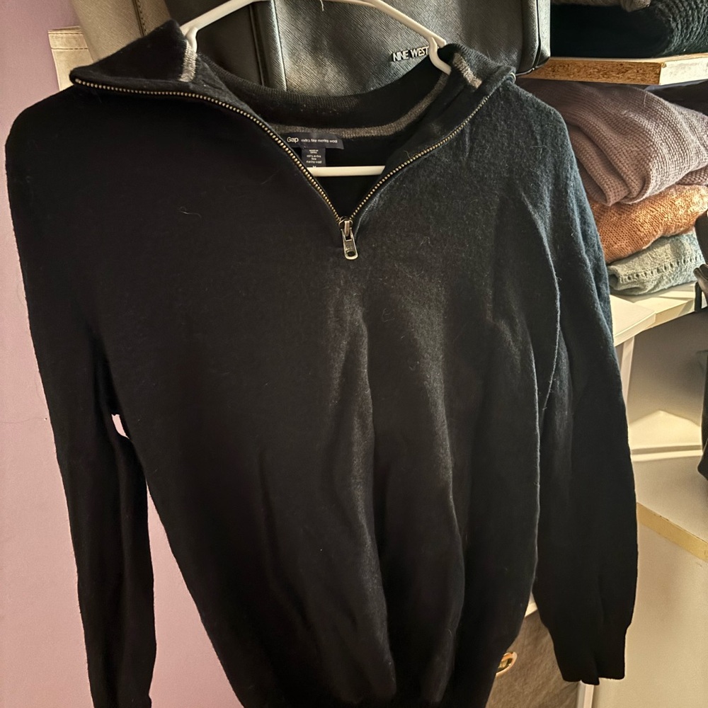 GAP Men's Black Zip-Up Sweater